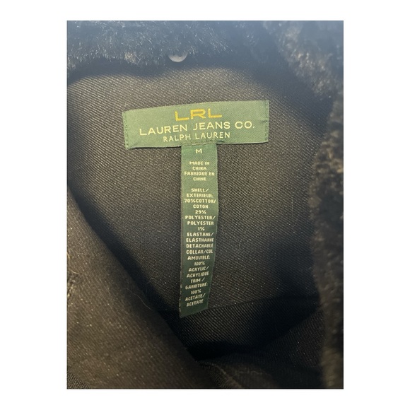 Lauren Ralph Lauren Size M Black Jean Jacket w/ Faux Fur - Picture 7 of 7